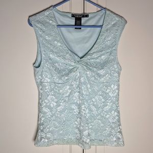 Rampage Blue Lace Floral Tank Top